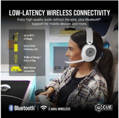 Corsair HS55 Over Ear Gaming Headset με σύνδεση Bluetooth / USB Λευκό
