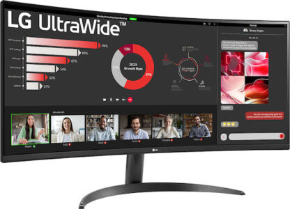 LG 34WR50QK-B Ultrawide VA HDR Curved Monitor 34" QHD 3440x1440 με Χρόνο Απόκρισης 5ms GTG