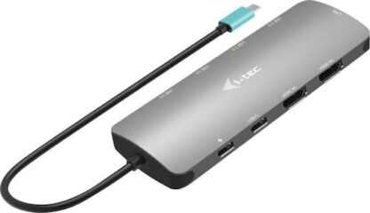 i-tec Metal Nano USB-C Docking Station με HDMI 4K PD Ethernet και σύνδεση 2 Οθονών Ασημί