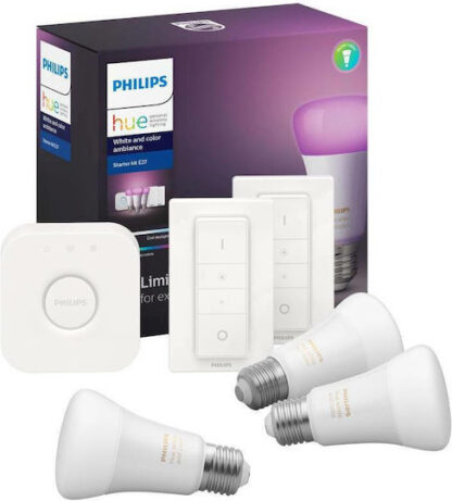 Philips Hue LED Lamp  E27 3-Pack White Color Amb. + Set