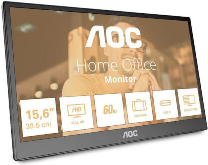 AOC 16T3EA IPS Φορητό Monitor 16" FHD 1920x1080 με Χρόνο Απόκρισης 4ms GTG