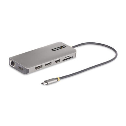 StarTech USB-C Docking Station με HDMI/DisplayPort 4K PD Ethernet και σύνδεση 3 Οθονών Ασημί (154B-USBC-MULTIPORT)