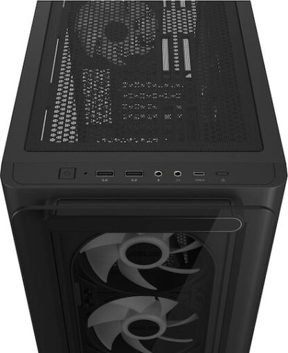 Asus A23 Plus Gaming Midi Tower Κουτί Υπολογιστή με Πλαϊνό Παράθυρο και RGB Φωτισμό Μαύρο