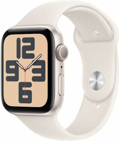 Apple Watch SE 2024 Aluminium 44mm Αδιάβροχο με Παλμογράφο (Starlight με Starlight Sport Band (M/L))