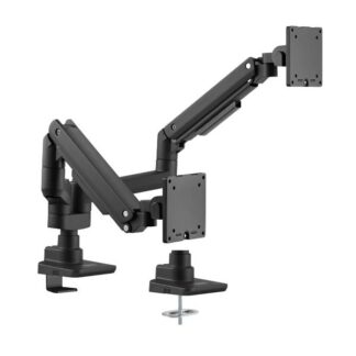 EQUIP - STAFFA DOPPIO MONITOR 17"-35" ROBUSTO PAN & TILT DA SCRIVANIA, BIANCO
