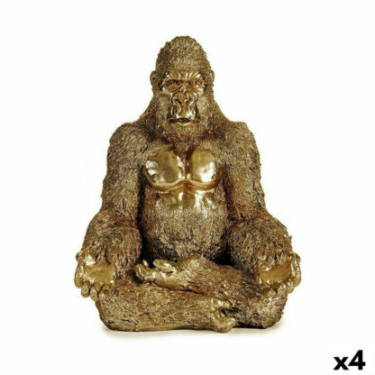 Διακοσμητική Φιγούρα Γορίλας Yoga Χρυσό 19 x 26,5 x 22 cm (4 Μονάδες)