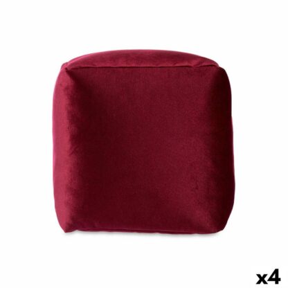 Puff Βελούδο Μπορντό 30 x 30 x 30 cm (4 Μονάδες)