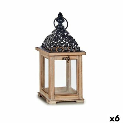 Lanterne Μαύρο Φυσικό Ξύλο 13 x 29 x 13 cm Πλέγμα (x6)