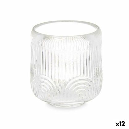 Κηροπήγιο Ρίγες Διαφανές Κρυστάλλινο 9 x 9,5 x 9 cm (12 Μονάδες)