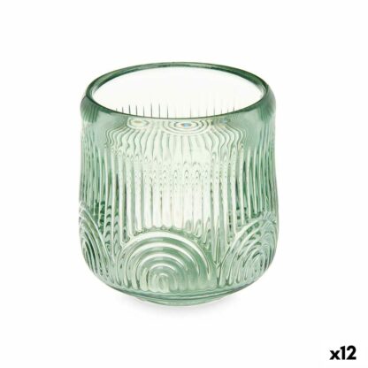 Κηροπηγιο Ριγες Πρασινο Κρυσταλλινο 9 x 9,5 x 9 cm (12 Μοναδες)