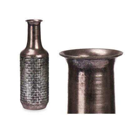 Βάζο Ασημί Μέταλλο 14 x 46 x 14 cm (4 Μονάδες) Με ανακούφιση