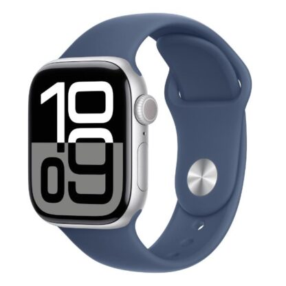 Apple Watch Series 10 GPS, Cassa 42 mm in alluminio color argento con Cinturino Sport deni