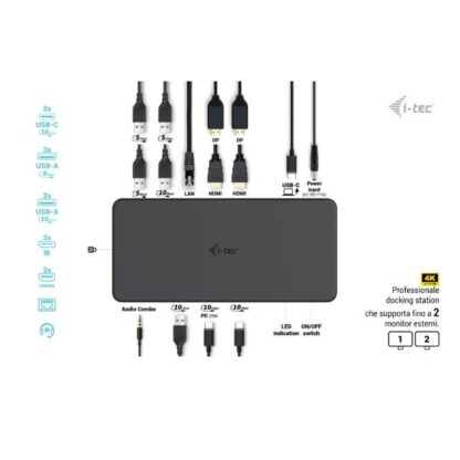 DOCKING STATION UNIVERSALE USB 3.0 / USB-C / TB  Doppio Monitor (2xDP+2xHDMI) + PD100W con