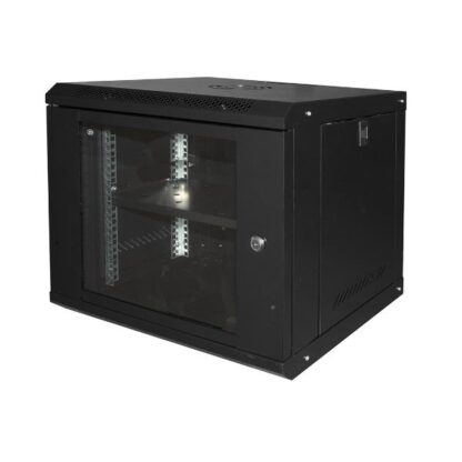 ARMADIO RACK 19" 9U LINK SERIE LIGHT COLORE NERO CON PORTA VETRO (AxPxL) MM 450X400X530 RI