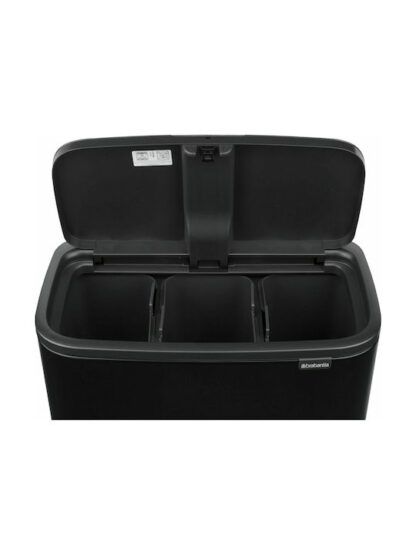 Brabantia Bo Κάδος Απορριμμάτων Πλαστικός Black Matt 11lt