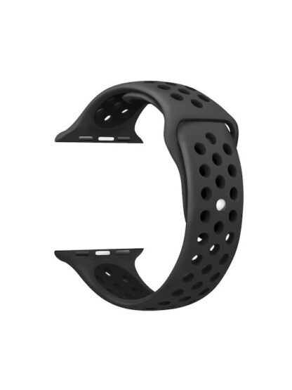 Sport Λουράκι Σιλικόνης Μαύρο (Apple Watch Series 7, 6, SE, 5, 4, 3, 2, 1)
