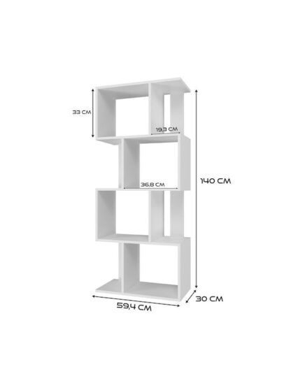 Bookcase FIESTA 4P 59.5x30x140 cm  white