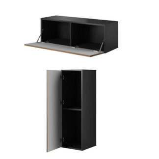 Cama full storage cabinet ROCO RO1 112/37/39 black/black/white