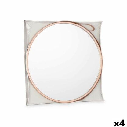 Τοίχο καθρέφτη 1268 Καφέ Αργυρό 45 x 45 x 3 cm (4 Μονάδες)