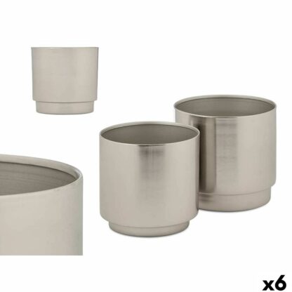 Σετ από Γλάστρες 40055-S Ασημί Σίδερο 18 x 16,5 x 18 cm 16 x 15,5 x 16 cm (x6)