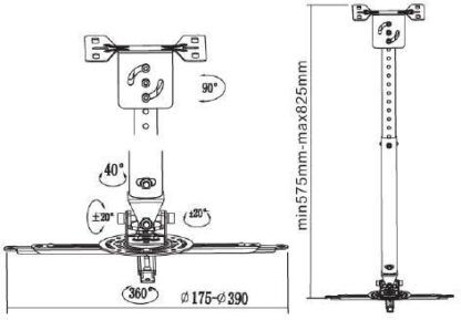 Reflecta Βάση Projector Οροφής Vexus με Μέγιστο Φορτίο 20kg Ασημί Κωδικός: 23066