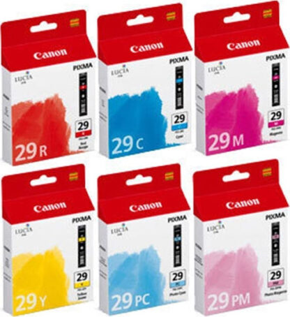 Canon PGI-29 Γνήσιο Πακέτο 6 Μελανιών Εκτυπωτή InkJet Photo Κυανό / Photo Ματζέντα / Κίτρινο / Κυανό / Κόκκινο / Ματζέντα (4873B005)