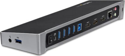 StarTech USB-A Docking Station με HDMI/DisplayPort 4K PD Ethernet και συνδεση 3 Οθονών Μαύρο (USB3DOCKH2DP)