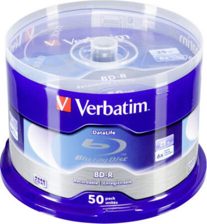 Verbatim Εγγράψιμα BD-R 6x 25GB Cake Box 50τμχ Κωδικός: 43838