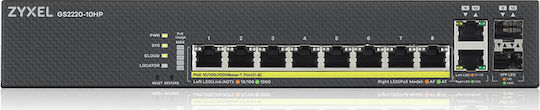 Zyxel GS2220-10HP Managed L2 PoE+ Switch με 8 Θύρες Gigabit (1Gbps) Ethernet και 2 SFP Θύρες Zyxel GS2220-10HP Managed L2 PoE+ Switch με 8 Θύρες Gigabit (1Gbps) Ethernet και 2 SFP Θύρες