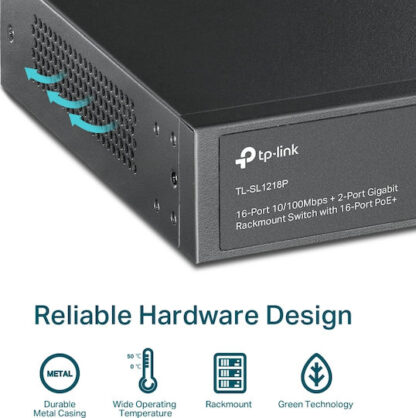 TP-LINK TL-SL1218P v1 Unmanaged L2 PoE Switch με 16 Θύρες Ethernet