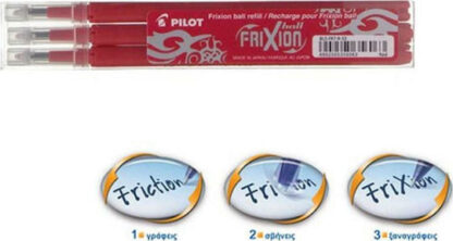 Pilot Frixion Ανταλλακτικό Μελάνι για Στυλό σε Κόκκινο χρώμα Medium 0.7mm 3τμχ
