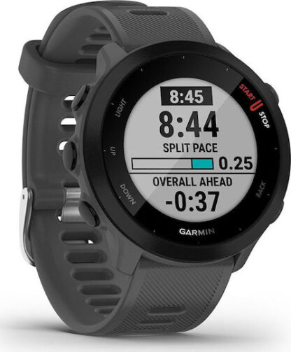 Garmin Forerunner 55 42mm Αδιάβροχο Smartwatch με Παλμογράφο (Monterra Grey)