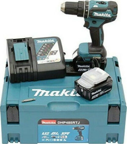 Makita Κρουστικό Δραπανοκατσάβιδο Μπαταρίας Brushless 18V 2x5Ah Κωδικός: DHP485RTJ