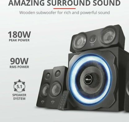 Trust GXT 658 Tytan Ηχεία Υπολογιστή 5.1 με Ισχύ 180W σε Μαύρο Χρώμα