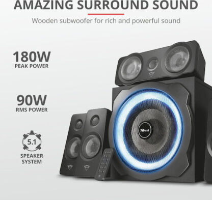 Trust GXT 658 Tytan Ηχεία Υπολογιστή 5.1 με Ισχύ 180W σε Μαύρο Χρώμα