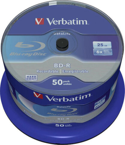 Verbatim Εγγράψιμα BD-R 6x 25GB Cake Box 50τμχ Κωδικός: 43838