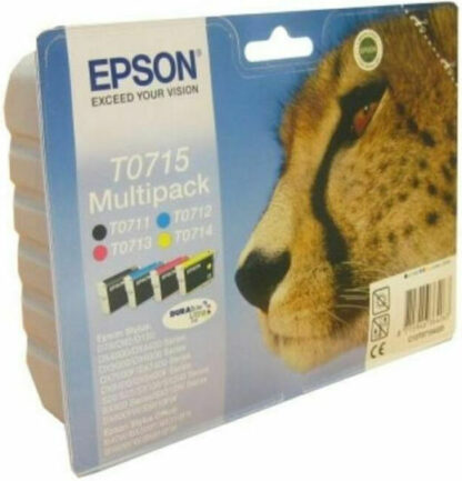 Epson T0715 Γνήσιο Πακέτο 4 Μελανιών Εκτυπωτή InkJet Κίτρινο / Κυανό / Ματζέντα / Μαύρο (C13T07154010 C13T07154020 C13T07154012)
