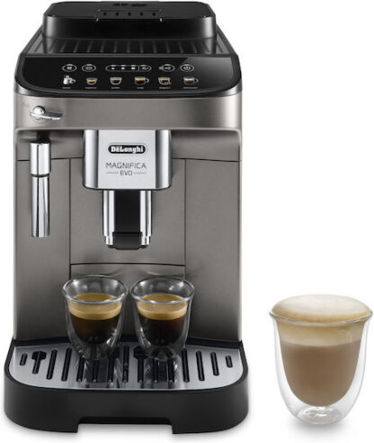 De'Longhi Magnifica Evo Αυτόματη Μηχανή Espresso 1450W Πίεσης 15bar με Μύλο Άλεσης Ασημί