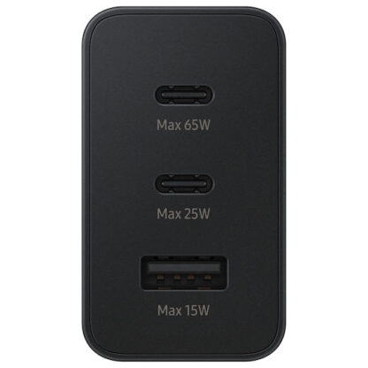 Samsung Φορτιστής Χωρίς Καλώδιο με Θύρα USB-A και 2 Θύρες USB-C 65W Power Delivery Μαύρος (Trio)