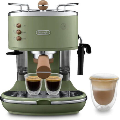 De'Longhi Icona Vintage Μηχανή Espresso 1100W Πίεσης 15bar Πράσινη