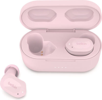 Belkin Soundform Play True In-ear Bluetooth Handsfree Ακουστικά με Αντοχή στον Ιδρώτα και Θήκη Φόρτισης Ροζ