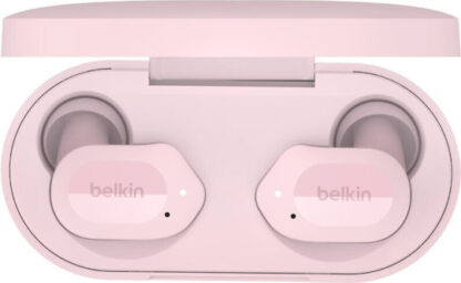 Belkin Soundform Play True In-ear Bluetooth Handsfree Ακουστικά με Αντοχή στον Ιδρώτα και Θήκη Φόρτισης Ροζ