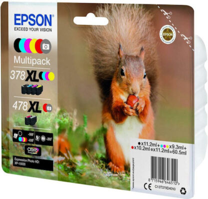 Epson 478XL Γνήσιο Πακέτο 6 Μελανιών Εκτυπωτή InkJet Photo Γκρι / Κίτρινο / Κυανό / Κόκκινο / Ματζέντα / Μαύρο (C13T379D4010)
