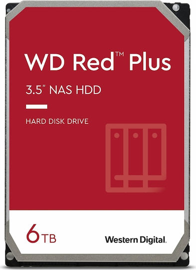 Western Digital Red Plus 6TB HDD Σκληρός Δίσκος 3.5" SATA III 5400rpm με 256MB Cache για NAS Κωδικός: WD60EFPX