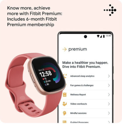 Fitbit Versa 4 Aluminium 41mm Αδιάβροχο Smartwatch με Παλμογράφο (Pink Sand/Copper Rose)