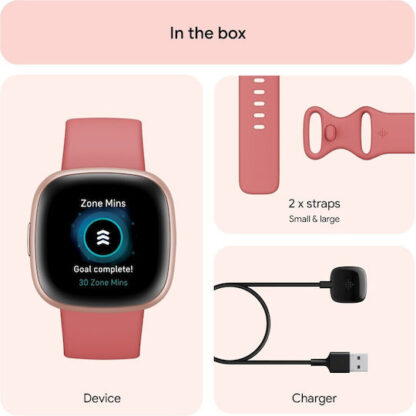 Fitbit Versa 4 Aluminium 41mm Αδιάβροχο Smartwatch με Παλμογράφο (Pink Sand/Copper Rose)