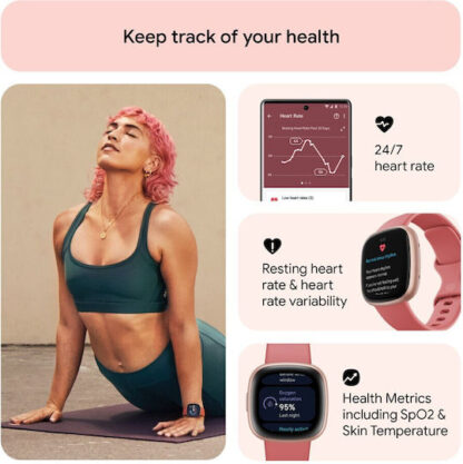 Fitbit Versa 4 Aluminium 41mm Αδιάβροχο Smartwatch με Παλμογράφο (Pink Sand/Copper Rose)