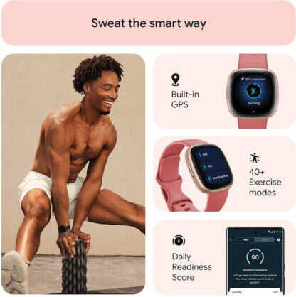 Fitbit Versa 4 Aluminium 41mm Αδιάβροχο Smartwatch με Παλμογράφο (Pink Sand/Copper Rose)