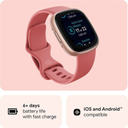 Fitbit Versa 4 Aluminium 41mm Αδιάβροχο Smartwatch με Παλμογράφο (Pink Sand/Copper Rose)