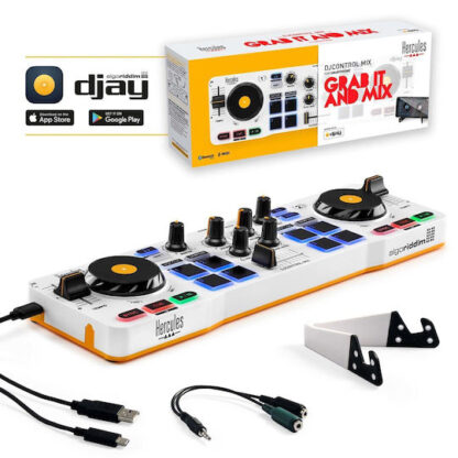Hercules DJControl Control MIX Bluetooth Pour Smartphone et tablettes Android e 2 channels Black  White  Yellow